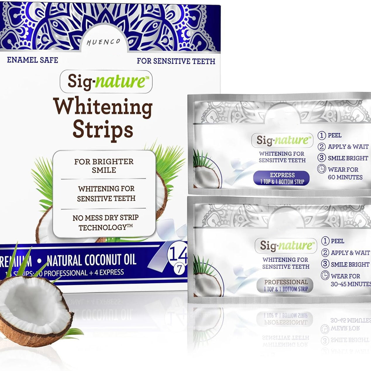 Coconut Oil Teeth Whitening Strips – Gentle, Enamel-Safe Whitening for Sensitive Teeth (7 Pairs)