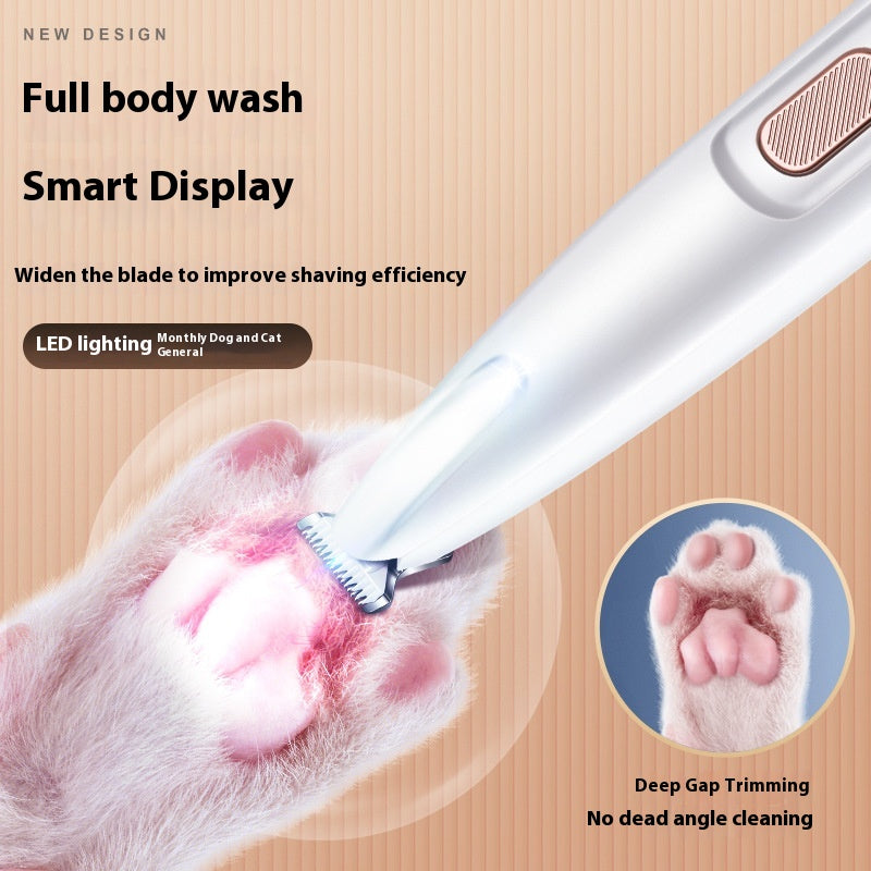 Professional Dog Paw Trimmer with LED Light & Wide Blade