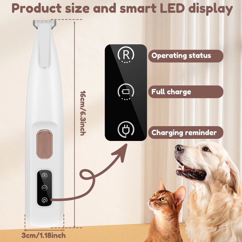 Professional Dog Paw Trimmer with LED Light & Wide Blade