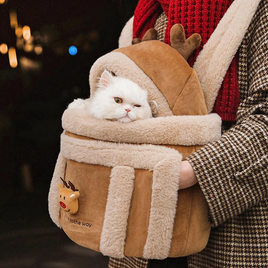Winter Cat Backpack Carrier Warm Cozy Portable Travel Bubble Bag for Small Cats Kitten Airline Approved Pet Taxi to Vet