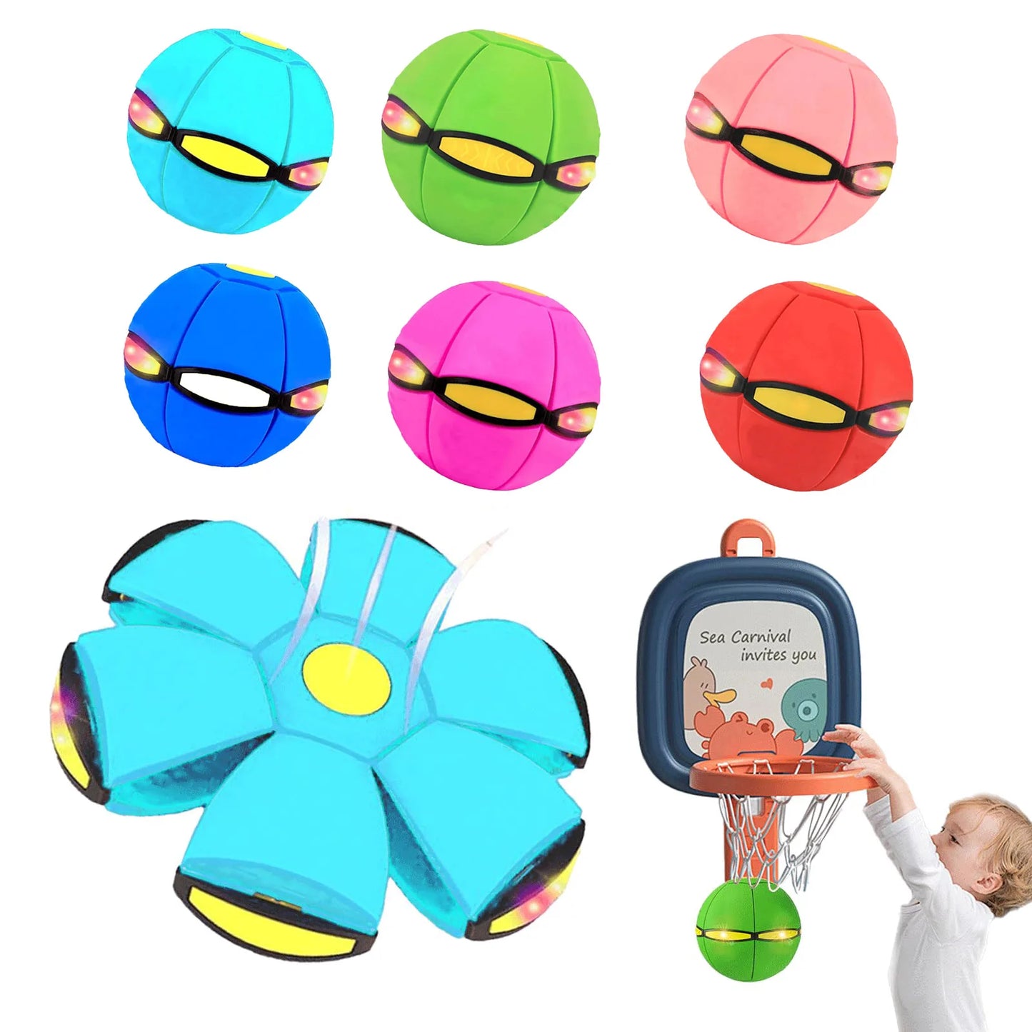 Magic Flying Saucer Bouncy Stomp Ball Puzzle Pet Kids Interactive Toys Gift Outdoor Decompression Transformation Sports Balls