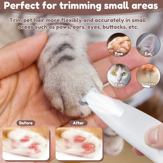 Professional Dog Paw Trimmer with LED Light & Wide Blade